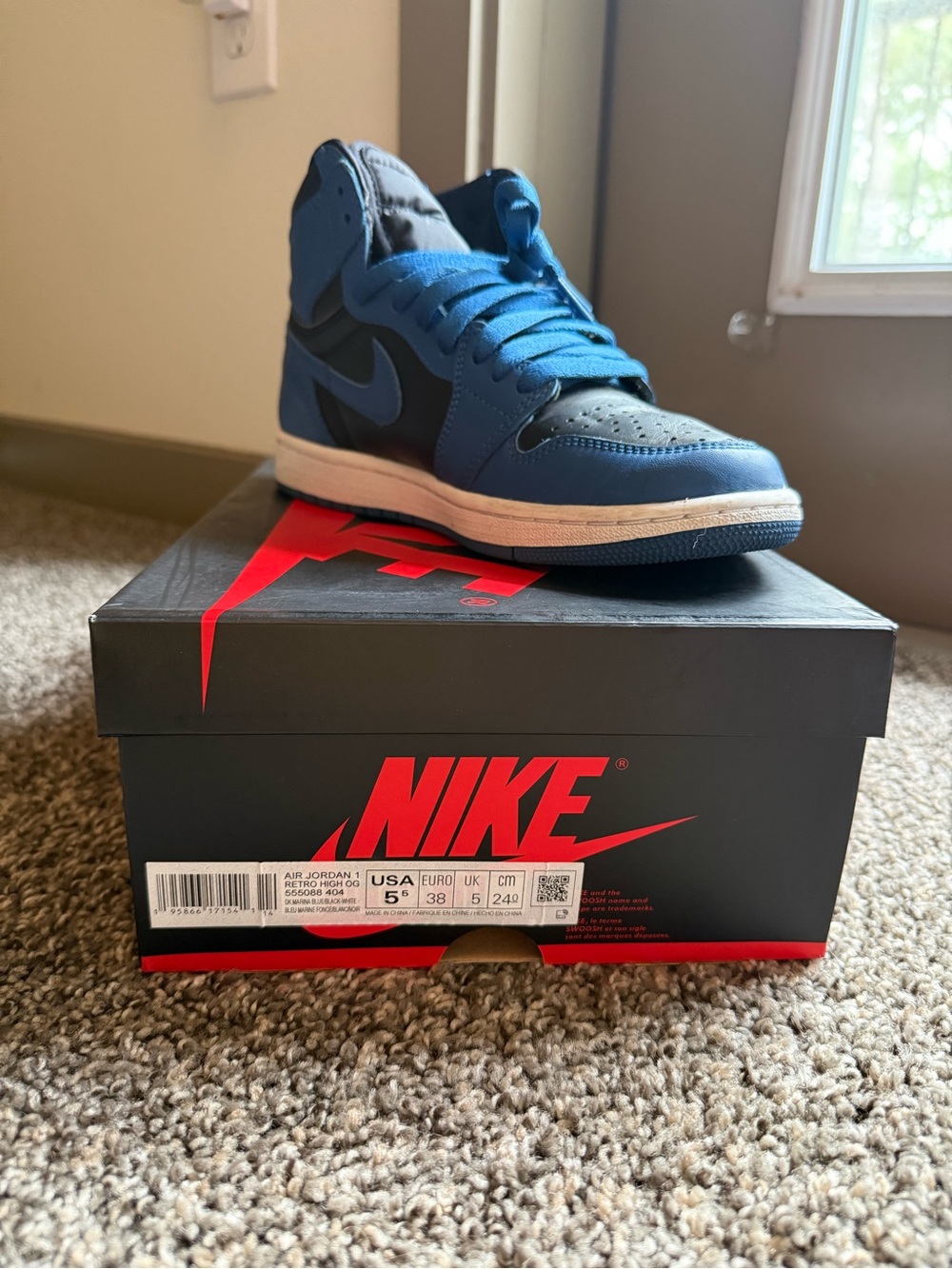 Nike Air Jordan 1 Mid Blue and Black Men's Sneakers